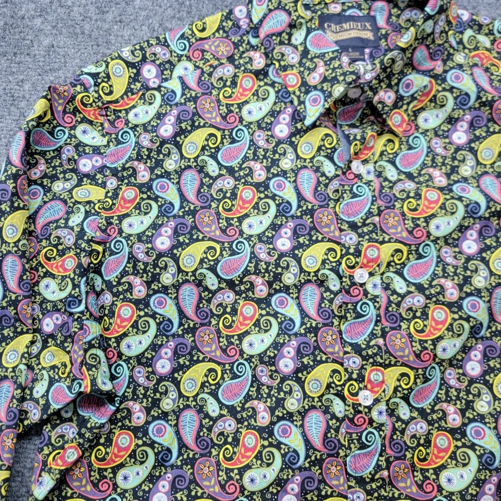 Cremieux Premium Denim Mens Large Paisley Stretch Button Down Shirt Multi-Color